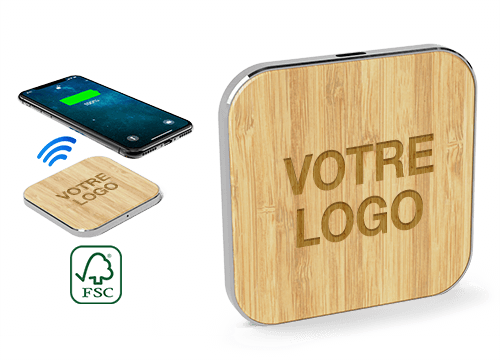 Savanna - Chargeur Sans Fil en Bambou Personnalisé avec Logo Savanna - Chargeur Sans Fil en Bambou Personnalisé avec Logo